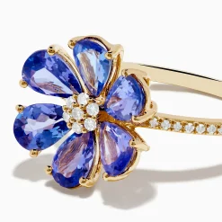Rings|Effy Jewelry Nahla 14K Yellow Gold Tanzanite and Diamond Flower Ring