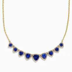 Necklaces & Pendants|Effy Jewelry Nahla 14K Yellow Gold Trillion Tanzanite and Diamond Necklace
