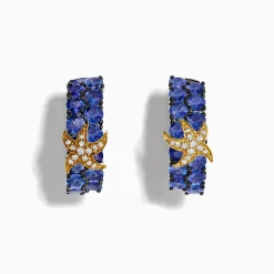 Earrings|Effy Jewelry Nahla Siri 925 Silver u0026 18KY Tanzanite and Diamond Starfish Earrings