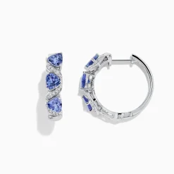 Earrings|BH Multi Nahla Siri 14K Gold Tanzanite u0026 Diamond Hoop Earrings, 2.43 TCW