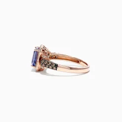 Rings|Effy Jewelry Nahla Siri 14K Rose Gold Emerald Cut Tanzanite and Diamond Ring, 1.72 TCW
