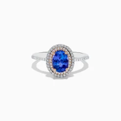 Rings|Effy Jewelry Nahla Siri 14K Two Tone Tanzanite and Diamond Double Halo Ring