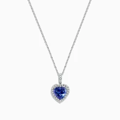 Necklaces & Pendants|Effy Jewelry Nahla Siri 14K White Gold Tanzanite and Diamond Heart Pendant, 2.32 TCW