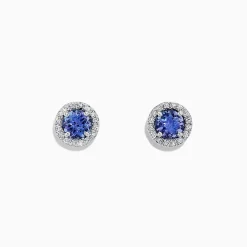 Earrings|Effy Jewelry Nahla Siri 14K White Gold Tanzanite and Diamond Stud Earrings, 1.04 TCW