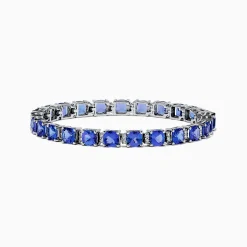 Bracelets|BH Multi Nahla Siri 14K White Gold Tanzanite u0026 Diamond Tennis Bracelet, 14.74 TCW