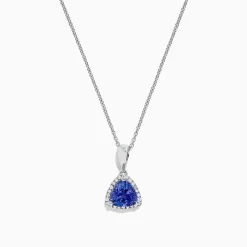 Necklaces & Pendants|Effy Jewelry Nahla Siri 14K White Gold Tanzanite and Diamond Trillion Pendant, 0.72 TCW
