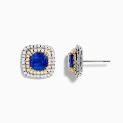 Earrings|Effy Jewelry Nahla Siri 14K White u0026 Yellow Gold Tanzanite and Diamond Stud Earrings