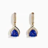 Earrings|Effy Jewelry Nahla Siri 14K Yellow Gold Trillion Tanzanite and Diamond Earrings