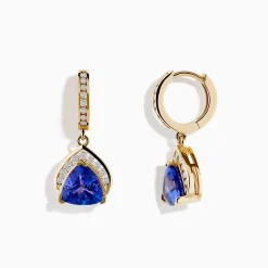 Earrings|Effy Jewelry Nahla Siri 14K Yellow Gold Trillion Tanzanite and Diamond Earrings