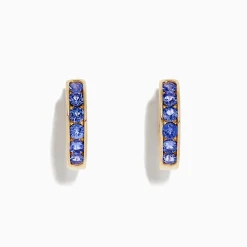 Earrings|BH Multi Nahla Siri 14K Yellow Gold Tanzanite Hoop Earrings, 1.37 TCW