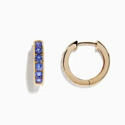 Earrings|BH Multi Nahla Siri 14K Yellow Gold Tanzanite Hoop Earrings, 1.37 TCW