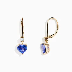 Earrings|Effy Jewelry Nahla Siri 14K Yellow Gold Tanzanite and Diamond Leverback Earrings