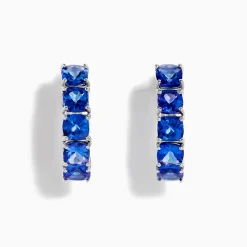 Earrings|Effy Jewelry Nahla Siri Sterling Silver Cushion Cut Tanzanite 7/8" Hoop Earrings