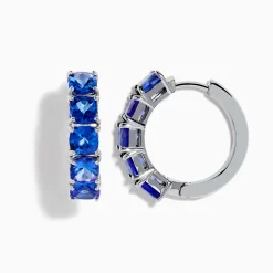 Earrings|Effy Jewelry Nahla Siri Sterling Silver Cushion Cut Tanzanite 7/8" Hoop Earrings