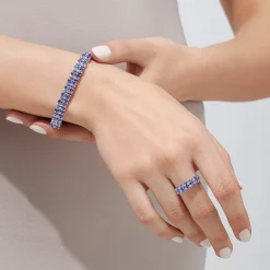 Bracelets|Effy Jewelry Nahla Siri Sterling Silver Tanzanite Tennis Bracelet, 19.80 TCW