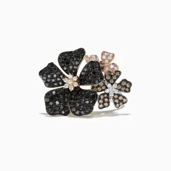 Rings|Effy Jewelry Nature 14K Gold Black, Espresso u0026 White Diamond Flower Ring, 2.04 TCW