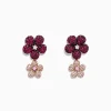 Earrings|Effy Jewelry Nature 14K Gold Ruby, Sapphire u0026 Diamond Flowers Earrings, 1.80 TCW
