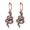 Earrings|Effy Jewelry Nature 14K Rose Gold Espresso and White Diamond Snake Earrings, 1.57 TCW