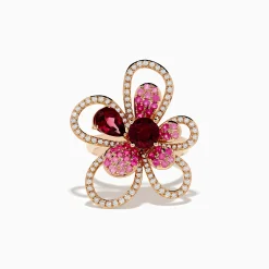 Rings|Effy Jewelry Nature 14K Rose Gold Pink Sapphire Rhodolite and Diamond Ring