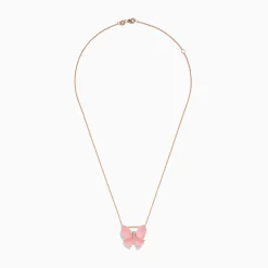Necklaces & Pendants|BH Multi Nature 14K Rose Gold Rose Quartz and Diamond Butterfly Pendant