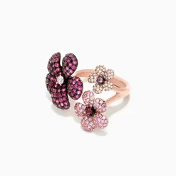 Rings|Effy Jewelry Nature 14K Rose Gold Sapphire, Ruby u0026 Diamond Flower Ring, 3.45 TCW