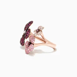 Rings|Effy Jewelry Nature 14K Rose Gold Sapphire, Ruby u0026 Diamond Flower Ring, 3.45 TCW