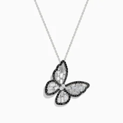 Necklaces & Pendants|Effy Jewelry Nature 14K White Gold Black and White Diamond Butterfly Pendant
