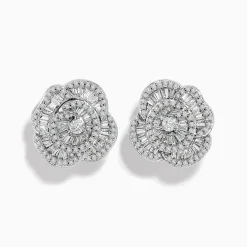 Earrings|Effy Jewelry Nature 14K White Gold Diamond Flower Earrings