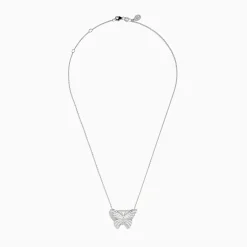 Necklaces & Pendants|Effy Jewelry Nature 14K White Gold Diamond and Enamel Butterfly Pendant