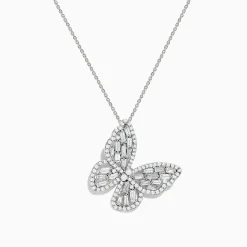 Necklaces & Pendants|Effy Jewelry Nature 14K White Gold Diamond Butterfly Pendant