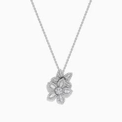 Necklaces & Pendants|Effy Jewelry Nature 14K White Gold Diamond Flower Pendant