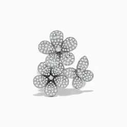 Rings|Effy Jewelry Nature 14K White Gold Diamond Flowers and Butterfly Ring