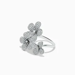Rings|Effy Jewelry Nature 14K White Gold Diamond Flowers and Butterfly Ring