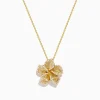 Necklaces & Pendants|Effy Jewelry Nature 14K Yellow Gold Diamond Flower Pendant