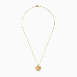 Necklaces & Pendants|Effy Jewelry Nature 14K Yellow Gold Diamond Flower Pendant