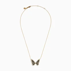 Necklaces & Pendants|Effy Jewelry Nature 14K Yellow Gold Diamond Butterfly Necklace