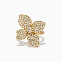 Rings|Effy Jewelry Nature 14k Yellow Gold Diamond Flower Ring 1.77 TCW