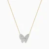 Necklaces & Pendants|Effy Jewelry Nature 14K Yellow Gold Diamond Butterfly Necklace