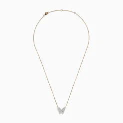 Necklaces & Pendants|Effy Jewelry Nature 14K Yellow Gold Diamond Butterfly Necklace