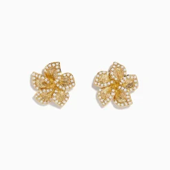 Earrings|Effy Jewelry Nature 14K Yellow Gold Diamond Flower Earrings
