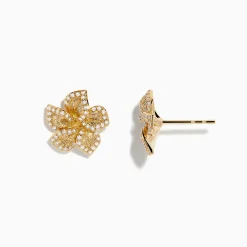 Earrings|Effy Jewelry Nature 14K Yellow Gold Diamond Flower Earrings