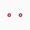 Earrings|BH Multi Nature 14K Yellow Gold Ruby and Diamond Flower Earrings, 0.50 TCW