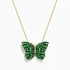 Necklaces & Pendants|Effy Jewelry Nature 14K Yellow Gold Tsavorite and Diamond Butterfly Pendant