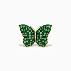 Rings|Effy Jewelry Nature 14K Yellow Gold Tsavorite and Diamond Butterfly Ring