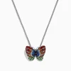 Necklaces & Pendants|Effy Jewelry Nature Sterling Silver Multi Sapphires Butterfly Pendant