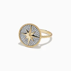 Rings|Effy Jewelry Novelty 14 Karat Yellow Gold Diamond Compass Ring