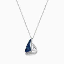 Necklaces & Pendants|Effy Jewelry Novelty 925 Sterling Silver Blue Sapphire and Diamond Sailboat Pendant