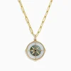 Necklaces & Pendants|BH Multi Novelty 14K Gold Multi Gemstone and Diamond Compass Pendant, 0.08 TCW
