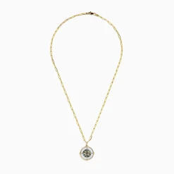 Necklaces & Pendants|BH Multi Novelty 14K Gold Multi Gemstone and Diamond Compass Pendant, 0.08 TCW