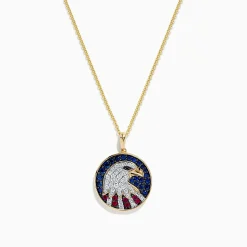 Necklaces & Pendants|BH Multi Novelty 14K Gold Ruby, Sapphire u0026 Diamond Eagle Head Pendant, 1.06 TCW
